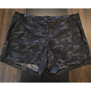 Spanx Sunshine Shapeup Shorts Black Gray Camo 4" Inseam Pull On 4-Way Stretch XL